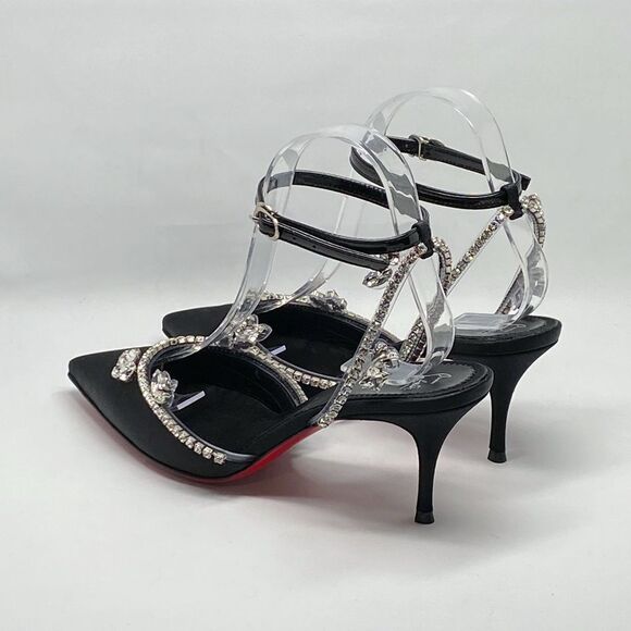 Christian Louboutin Marykate Queen Crystal-Embellished Satin Pumps size 37.5 - Picture 10 of 14